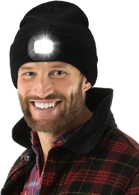 LED Beanie Hat Hands-Free Headlamp for Men Perfect Camping Gift